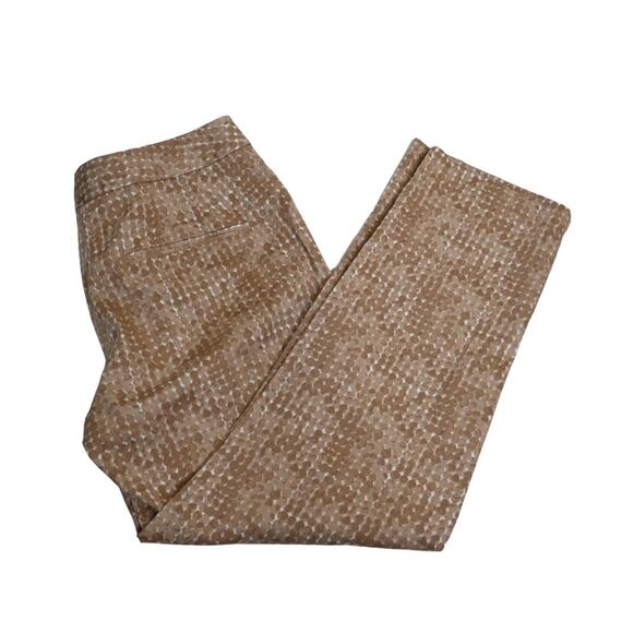 Chico's Womens XS Cropped Light Brown White Dot Pattern Cotton Pants - Picture 3 of 10
